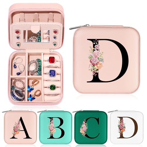 Parima Kleine Schmuckschatulle mit Anfangsbuchstaben D und Blume Initiale Schmuckkästchen Travel Organizer Box Geschenke für Damen Mädchen Geschenke für Valentinstag Geburtstage Hochzeit Brautjungfer Parima Kleine Schmuckschatulle mit Anfangsbuchstaben D und Blume Initiale Schmuckkästchen Travel Organizer Box Geschenke für Damen Mädchen Geschenke für Valentinstag Geburtstage Hochzeit Brautjungfer von Parima