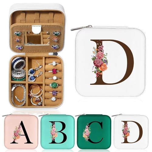 Parima Kleine Schmuckschatulle mit Anfangsbuchstaben D und Blume Initiale Schmuckkästchen Travel Organizer Box Geschenke für Damen Mädchen Geschenke für Valentinstag Geburtstage Hochzeit Brautjungfer Parima Kleine Schmuckschatulle mit Anfangsbuchstaben D und Blume Initiale Schmuckkästchen Travel Organizer Box Geschenke für Damen Mädchen Geschenke für Valentinstag Geburtstage Hochzeit Brautjungfer von Parima