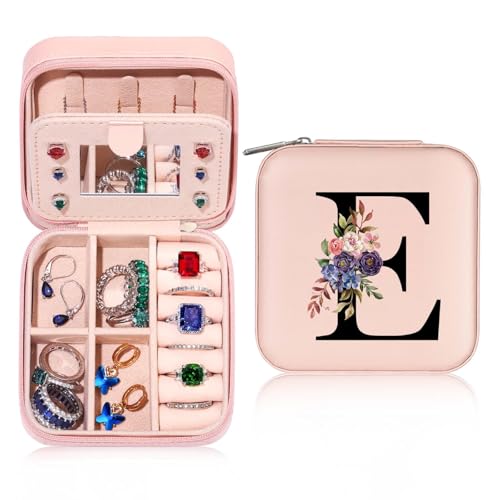 Parima Rosa Schmuckschatulle für Damen, Kleiner Reise-Organizer mit Initiale – Schmuckschatulle-Organizer, Tragbar, 4 Fächer, Geschenk für Geburtstage, Valentinstag, Weihnachten Parima Rosa Schmuckschatulle für Damen, Kleiner Reise-Organizer mit Initiale – Schmuckschatulle-Organizer, Tragbar, 4 Fächer, Geschenk für Geburtstage, Valentinstag, Weihnachten von Parima
