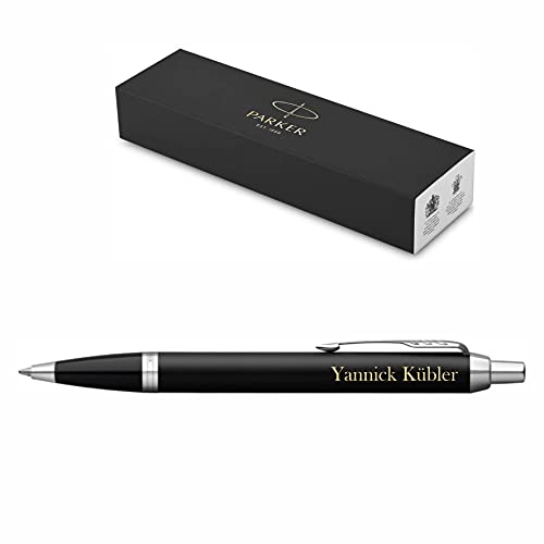 Exklusiver PARKER Kugelschreiber IM Core mit Gravur | Premium Stift | Geschenkbox | blaue Tinte | edel | personalisiertes Geschenk | Namen | graviert | Kulli | Geburtstag | Prüfung (Black Chrome) von Parker-