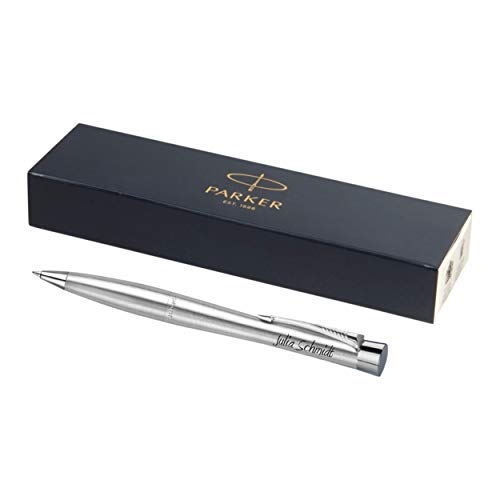 Exklusiver PARKER Kugelschreiber Modell URBAN grau/silber inkl. Gravur Lasergravur graviert neu von PARKER