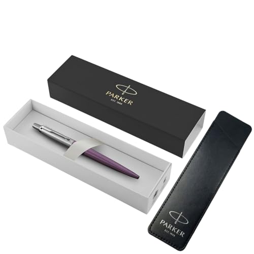 Parker Jotter Kugelschreiber | Victoria Violet mit Edelstahl-Akzenten | mittlere Spitze blaue Tinte | Geschenkbox + kompaktes Etui | Stilvoller Schreibstift & Geschenk für jeden Anlass von Parker