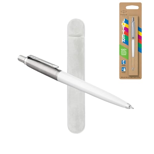 Parker Jotter Originals Kugelschreiber, klassisches weißes Finish, mittlere Spitze, blaue Tinte, inkl. Samtbeutel Parker Jotter Originals Kugelschreiber, klassisches weißes Finish, mittlere Spitze, blaue Tinte, inkl. Samtbeutel von Parker
