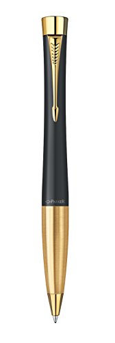 Parker S0767040 Urban-Kugelschreiber (mattschwarz mit vergoldeten Verzierungen, blaue Tinte) von Parker