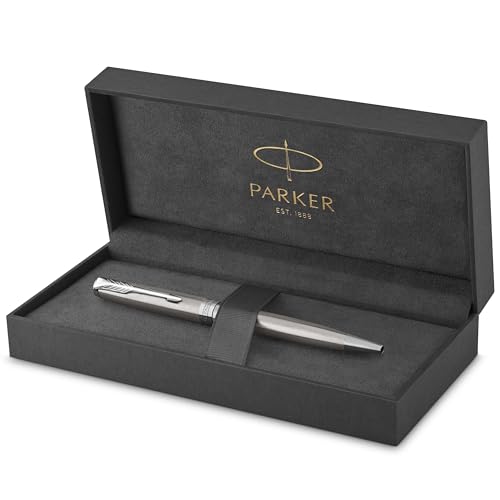 Parker Sonnet Kugelschreiber | Edelstahl mit Palladiumzierteilen | Mittlere Spitze | schwarze Tinte | Geschenkbox Parker Sonnet Kugelschreiber | Edelstahl mit Palladiumzierteilen | Mittlere Spitze | schwarze Tinte | Geschenkbox von Parker