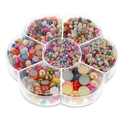 Parliky 1 Karton Halbperlen für Basteln und Nail Art Bunten Abs Flachrückenperlen für DIY Schmuck Haarschmuck und Maniküre für Hochzeiten und Partys von Parliky