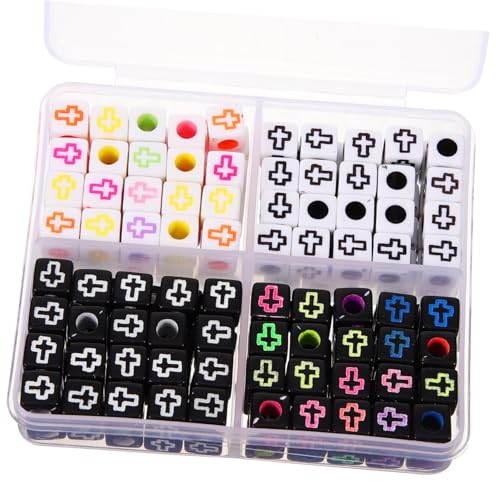 Parliky 1 Schachtel Acryl Würfelperlen mit Kreuzmuster Leichte Spacer Beads Langlebig für DIY Schmuckherstellung Geeignet für Armbänder Halsketten Ohrringe Bunte Bastelperlen zum von Parliky