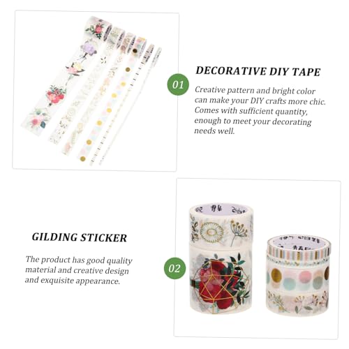 Parliky 1 Schachtel Washi Tape Selbstklebend Gilding Tape Dekoratives Klebeband mit Goldfolie für DIY Basteln Planer Journal Scrapbooking Vintage Aquarell Muster von Parliky