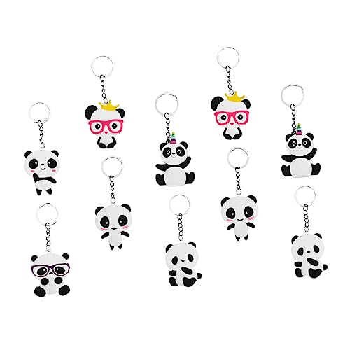 Parliky 10 Stück Schlüsselanhänger Bezaubernder Panda Schlüsselanhänger Cartoon Panda Modell Schlüsselanhänger Partygeschenk Schlüsselanhänger Anhänger Schlüsselanhänger Dekor von Parliky