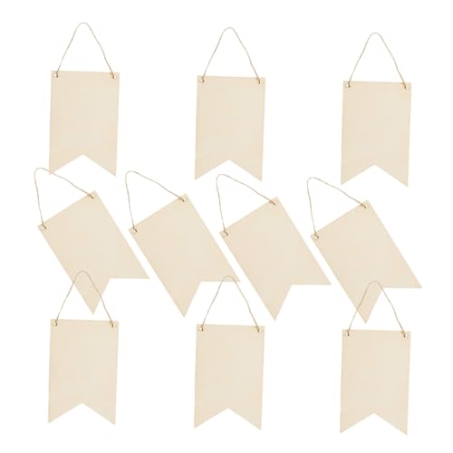 Parliky 10 Stück Teiliges DIY Blanko Holzschild Banner zum Bemalen mit Hängekordel Vintage Holzplatte zum Basteln und Beschriften Geeignet für Gastronomie Büro Zuhause und Feste Wie von Parliky