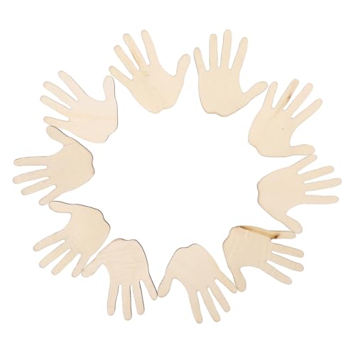 Parliky 10 Stück Teiliges Handförmige Unbehandelte Holzplatten DIY Bastelzubehör für Dekorationen Langlebige Holzscheiben für Heimdeko Partys und Hochzeiten von Parliky