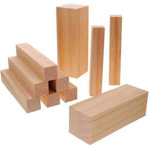 Parliky 10 Stück Teiliges Holz schnitzblöcke aus Feiner Holzstruktur Roh zum Bemalen und Schnitzen für DIY Holzkunst Bastelprojekte und Holzdekoration Geeignet für Erwachsene und von Parliky