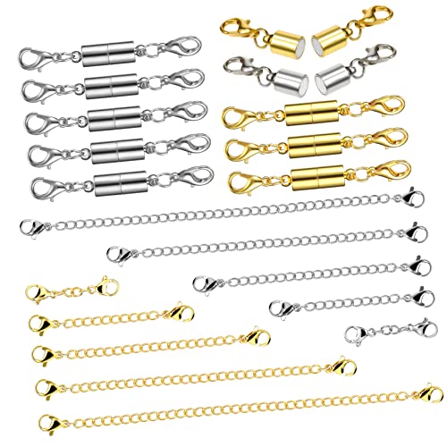 Parliky 10 Stück Teiliges Kettenverlängerungen und Magnetische Karabinerverschlüsse Silber und Goldfarben Leichte Schmuckverbinder für Halsketten Armbänder DIY Schmuckherstellung Parliky 10 Stück Teiliges Kettenverlängerungen und Magnetische Karabinerverschlüsse Silber und Goldfarben Leichte Schmuckverbinder für Halsketten Armbänder DIY Schmuckherstellung von Parliky