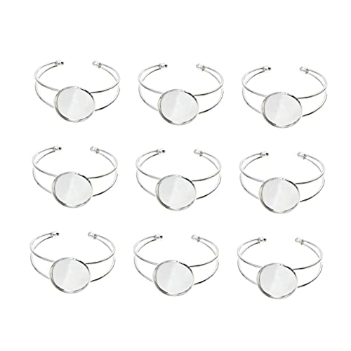 Parliky 10 Stück Teiliges Kupfer Armband Fassungen Verstellbare Offene Manschette mit Bezel DIY Schmuckherstellung Zubehör für Kreative Armband Designs Silberfarben von Parliky