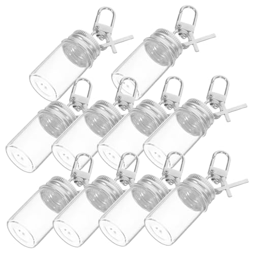 Parliky 10 Stück Teiliges Mini glasfläschchen Kreuz anhänger und Schlüsselring Klare Wunschflasche für DIY Kunsthandwerk Dekorativer Schlüsselanhänger für Hochzeit Party und Alltag von Parliky