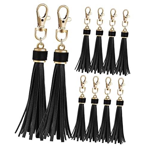 Parliky 10 Stück Teiliges PU Leder Quasten Anhänger mit Drehkarabiner Taschenhänger und Dekorative Quasten für Handtaschen Weich und Langlebig als und DIY Zubehör von Parliky