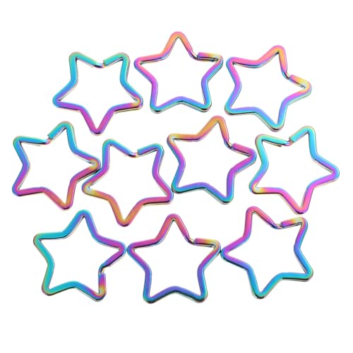 Parliky 10 Stück Teiliges Pentagramm Schlüsselringe aus Rostfreiem Eisen Langlebig und Elegant für Schlüsselorganisation und DIY Bastelprojekte Glatte Oberfläche Modisch und Praktisch von Parliky