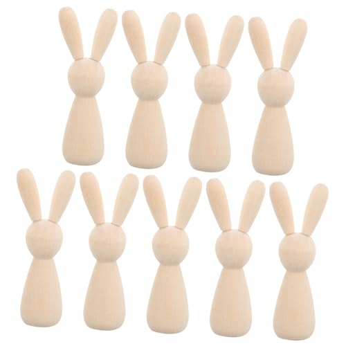 Parliky 10 Stück Teiliges Unvollendete Holz Peg Hasen zum Bemalen Naturbelassene DIY Holzfiguren Kreative Holztiere für Handarbeit und Wohnraumdekoration von Parliky