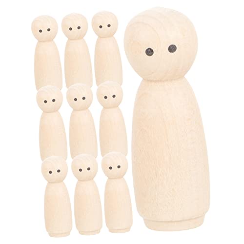Parliky 10 Stück Unbemalte Holzpuppen aus Hochwertigem Naturholz DIY Bastelset für Kreative Blanke Steckfiguren zum Bemalen Sichere Holzfiguren für Gestaltung und Dekoration von Parliky