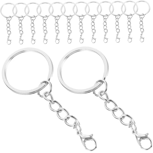 Parliky 100 Stück Metall Schlüsselanhänger Clips Robust Langlebig Flach Keychain Karabinerhaken für Schlüssel DIY Zubehör Alltagsschlüsselbund Befestigen von Parliky