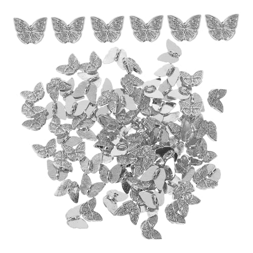 Parliky 100 Stück Mini Schmetterling Knöpfe DIY Puppenkleidung Zubehör Silber Miniatur Dekorative Knöpfe für Handarbeit Nähen Basteln Puppen Kleidung von Parliky