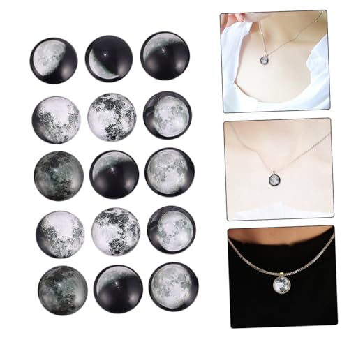 Parliky 100 Stück Teiliges Glas Cabochons mit Bedrucktem Mondfinsternis motiv Runde Glas Patches für Schmuckherstellung und DIY Bastelprojekte mit Weltraum thema von Parliky