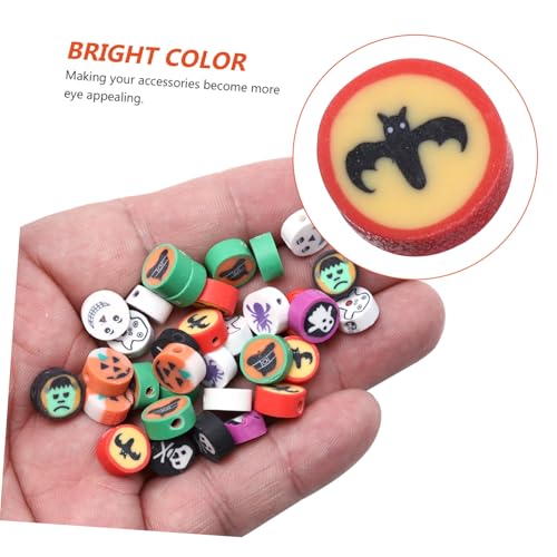 Parliky 100 Stück Teiliges Halloween Polymer Clay Beads Bunte DIY Schmuckperlen für Armband Halskette Ohrringe Lose Bastelperlen für Kreativen Schmuck und Halloween Bastelvergnügen von Parliky