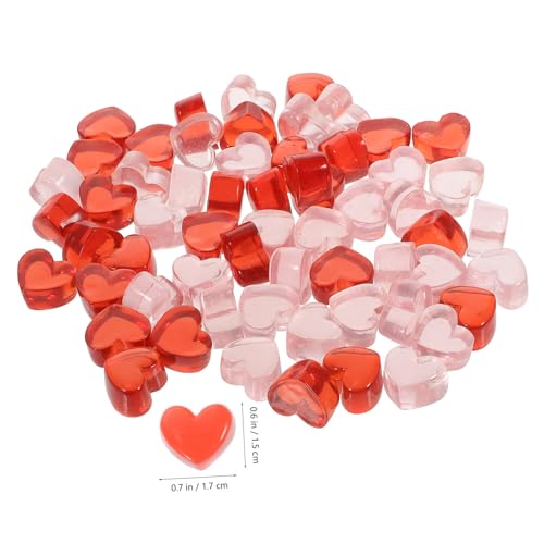 Parliky 100 Stück Teiliges Herz Valentinstag Vase Füller Miniatur Herz Schmuck Perlen DIY Basteln Tischdeko für Hochzeiten Geburtstag Party Rosa Rot von Parliky