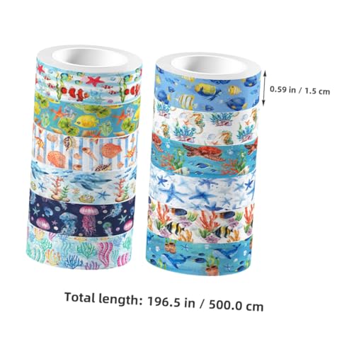 Parliky 12 Rollen Ocean themen Washi Tape Set Transparentes Stark Haftendes Klebeband mit Meeresbewohner motiven Vielseitig für DIY Journal Scrapbooking und Basteln Geeignet für von Parliky