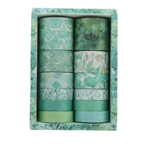 Parliky 12 Rollen Washi Tape mit Verschiedenen Mustern Originelles Scrapbook Klebeband aus Leichtem Rückstandsfrei Abziehbarem Papier für DIY Dekoration Geschenkverpackung Planer Basteln von Parliky