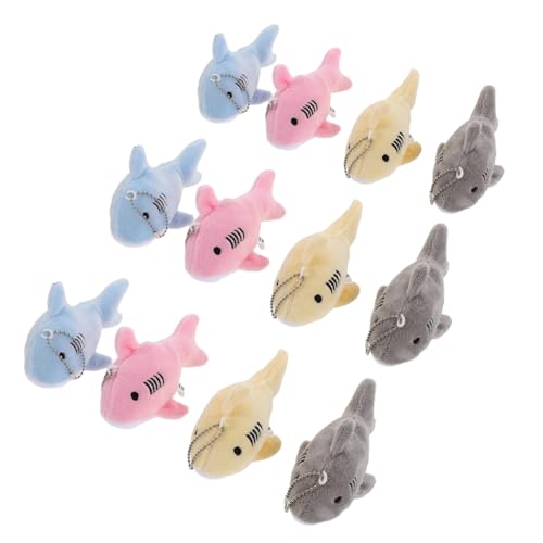 Parliky 12 Stück 12-teiliges Plüsch Hai Schlüsselanhänger Anhänger Bunte Mini Gefüllte Meeresräuber Anhänger Weiche Plüsch Schlüsselanhänger für Rucksack Tasche Meerestier-Themen von Parliky