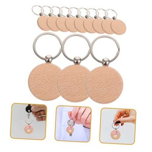 Parliky 12 Stück Teiliges Holz Schlüsselanhänger Blanko Schlüsselbund zum Bemalen und Gravieren DIY Schlüsselanhänger aus Naturholz für Bastelprojekte Geschenkideen von Parliky