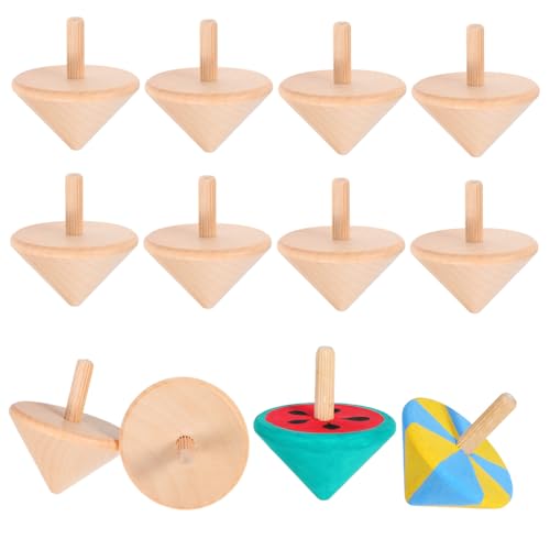 Parliky 12 Stück Teiliges Holz kreiselspielzeug zum Selbstbemalen DIY Drehender Gyro für Sensorisches Handwerksset Hand Auge koordination Sicheres Holzspielzeug für Jungen und Mädchen von Parliky
