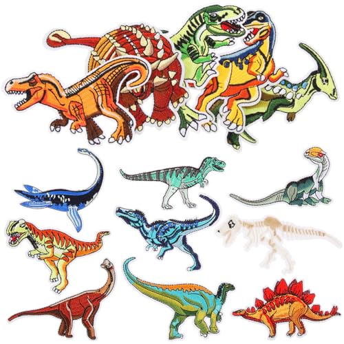Parliky 14 Stück Teiliges Dinosaurier Bügelflicken Gestickte DIY Applikationen zum Aufbügeln und Aufnähen Farbenfrohe Tiermotive für Jacken Taschen Kleidung Einfache Reparatur und Parliky 14 Stück Teiliges Dinosaurier Bügelflicken Gestickte DIY Applikationen zum Aufbügeln und Aufnähen Farbenfrohe Tiermotive für Jacken Taschen Kleidung Einfache Reparatur und von Parliky