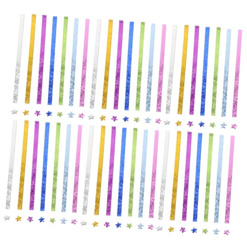 Parliky 140 Stück Origami Papierstreifen Doppelseitig mit Goldglitzer Faltpapier für DIY Papiersterne Basteln Weihnachtsdeko Handwerk Geschenkverpackung Sterne Zubehör von Parliky