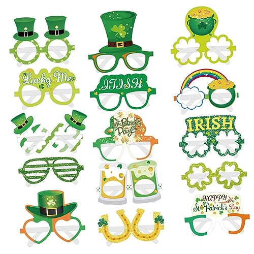 Parliky 15 Stück Irische Papierbrillen Requisiten Lustige Kinderbrillen St Patrick'S Day Brillen Requisiten St Patrick'S Day Brillen Requisiten Patrick Partyzubehör Partybrillen von Parliky