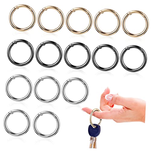 Parliky 15 Stück Teiliges Metallrundclips O Ring Feder Karabiner Kleine Runde Karabinerhaken für Schlüsselanhänger Taschen Geldbörsen Handtaschen DIY Bastelzubehör in Gold Silber Gunmetal von Parliky