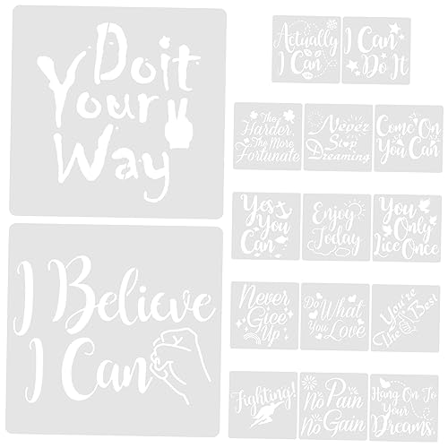 Parliky 16 Stück Teiliges DIY Malvorlagen Set Wiederverwendbare Schablonen für Inspirierende Texte für Scrapbooking Textilgestaltung und Kreative Projekte Einfach zu Verwenden und Leicht Parliky 16 Stück Teiliges DIY Malvorlagen Set Wiederverwendbare Schablonen für Inspirierende Texte für Scrapbooking Textilgestaltung und Kreative Projekte Einfach zu Verwenden und Leicht von Parliky