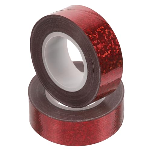 Parliky 2 Rollen Holographisches Klebeband Starkes Selbstklebendes Abdeckband Rot Vielseitig Einsetzbar für Reparaturen und DIY Projekte Stark Haftend und Einfach zu Entfernen von Parliky