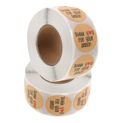 Parliky 2 Rollen Runde Danke Aufkleber Selbstklebende Kraftpapier Etiketten für Geschenktüten Verpackung Hochzeiten und Bastelprojekte Vielseitige Dekorationssticker von Parliky