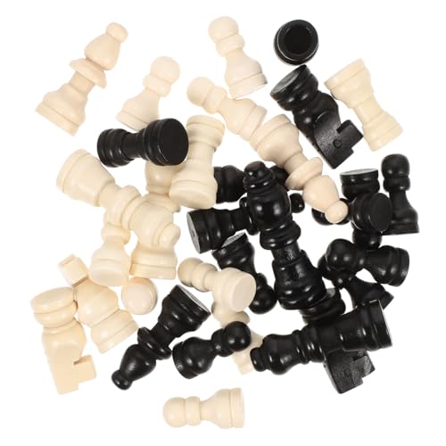 Parliky 2 Sätze Mini Schachfiguren aus Holz Miniatur Schachstücke Bicolor für Teamspiele Stabile Glatte Holzfiguren als Brettspiel Zubehör und Dekoration von Parliky
