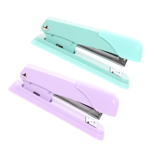 Parliky 2 Stück Farbiger Handtacker Metall Kraftsparender Multifunktions heftgerät Platzsparend Robust für Schule Büro Zuhause Geeignet für Dicke Papierstapel Leicht Bedienbar Praktisches von Parliky