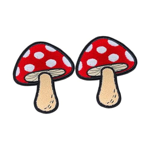 Parliky 2 Stück Pilz Aufnäher zum Aufbügeln Cartoon Stickerei Patches für Jacken Rucksäcke Hüte Waschbare Farbechte Applikationen für Individuelle Kleidung und Accessoires von Parliky