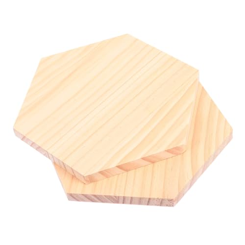 Parliky 2 Stück Sechseckige Holzplatten aus Massivem Unbehandeltem Holz Kantenlänge Natürliche DIY Holztafeln für Kunst Handwerk Malerei Dekorative Bastelprojekte von Parliky