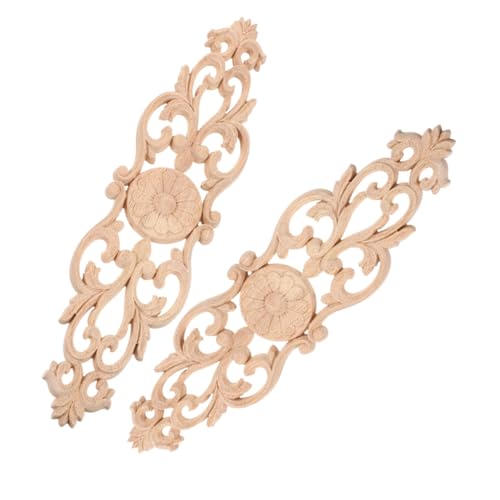 Parliky 2 Stück Teiliges Europäische Holzornamente aus Massivholz Geschnitzte Applikationen mit Vertikalem Blumenmotiv Unbemalt Langlebige Dekoration für Möbel Türen Wände Schränke von Parliky