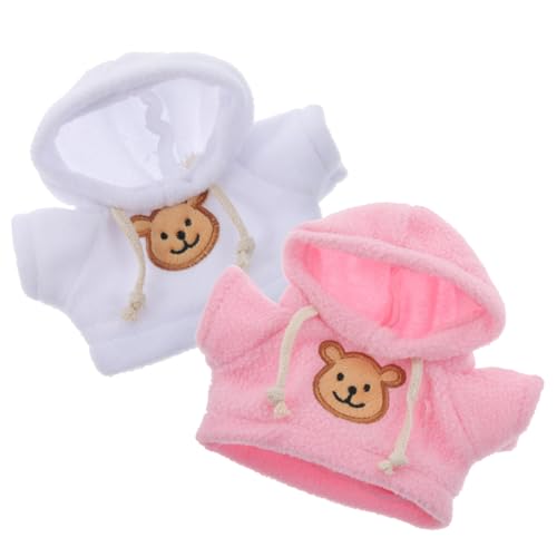 Parliky 2 Stück Teiliges Mini Plüschbär Kleidung Weiche Baumwoll Hoodies für Kuscheltier Waschbare Bärenkleidung Vielseitige Outfit Accessoires für Stofftiere und Kleine Puppen von Parliky