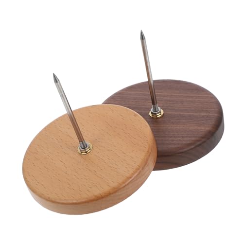 Parliky 2 Stück Teiliges Quittungshalter mit Stabilem Metallspieß und Elegantem Holzsockel Sicherer Memo und Papierzettelhalter für Büro Restaurant und Kasse Klassisches Design für von Parliky