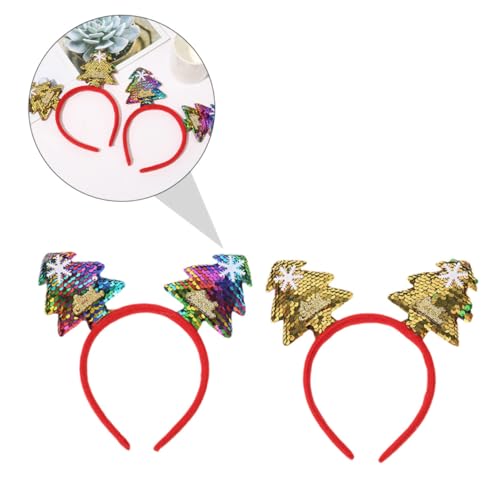 Parliky 2 Stück Teiliges Weihnachtsbaum Haarband Kreativer Haarschmuck mit Glitzer Leichtes und Bequemes Party-accessoire für Weihnachten Karneval und Festliche Familienfeiern als von Parliky