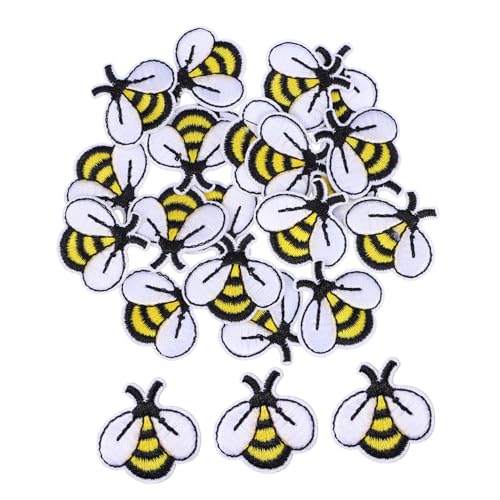 Parliky 20 Stück Gestickte Bienen Patches zum Aufnähen Farbenfrohe Bügelbilder für Jeans Taschen Kleidung Dekorative Applikationen Robuste Stoffaufnäher für DIY Modegestaltung von Parliky