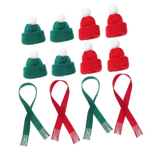 Parliky 20 Stück Mini Weihnachtshutschale Weinflasche Mini-Puppenhüte Minischal zum Basteln Kleine Bastel-Weihnachtsmützen Strickgarn von Parliky